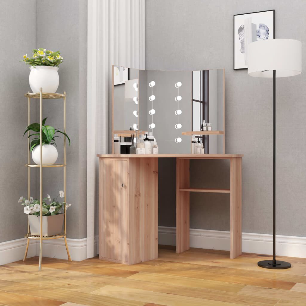 vidaXL Hoekkaptafel met LED-verlichting, eikenhout, 111x54x141,5 cm