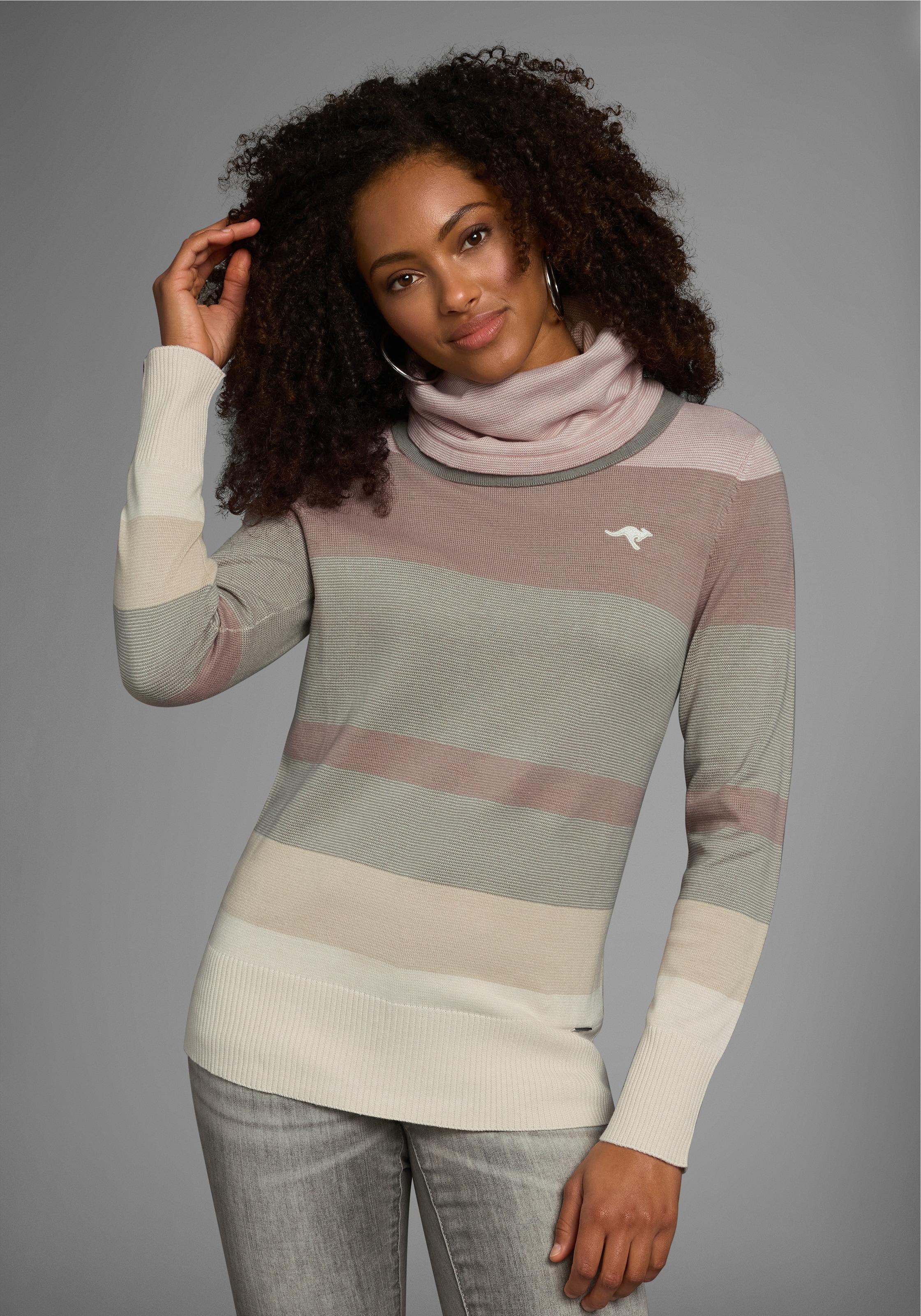 KangaROOS Rollkragenpullover , gestreift mit hohem Stehkragen