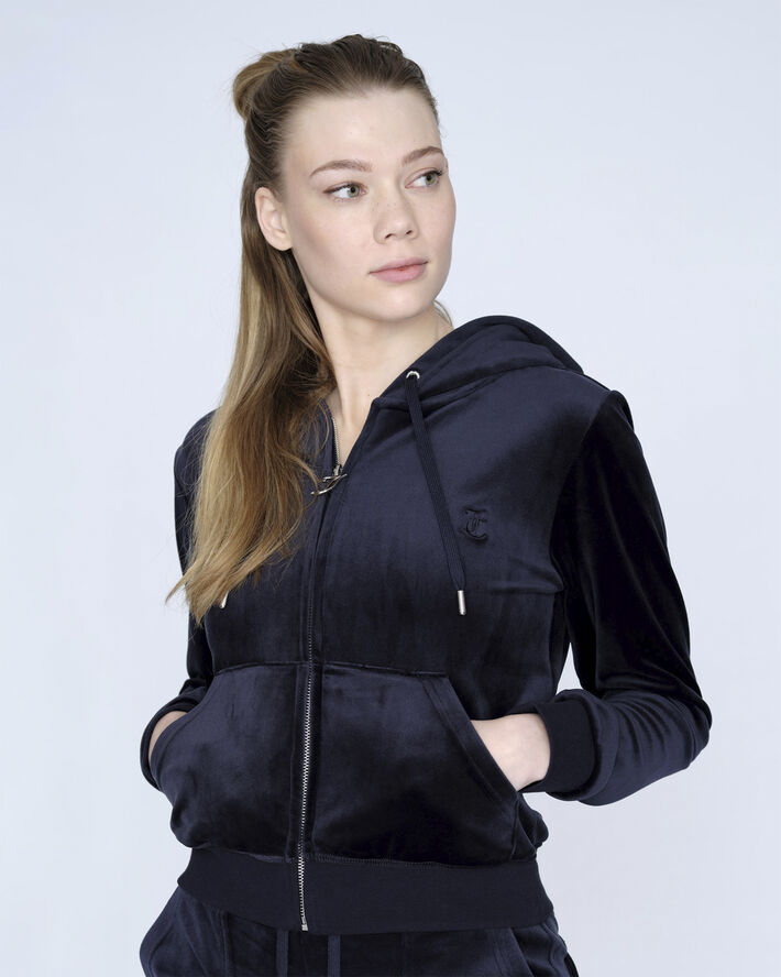 Juicy Couture Robertson Classic Velour Zip Trough Hoodie Night sky