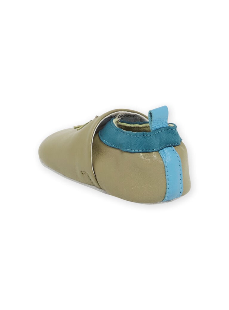 Chaussons kaki à motifs dinosaures bébé garcon