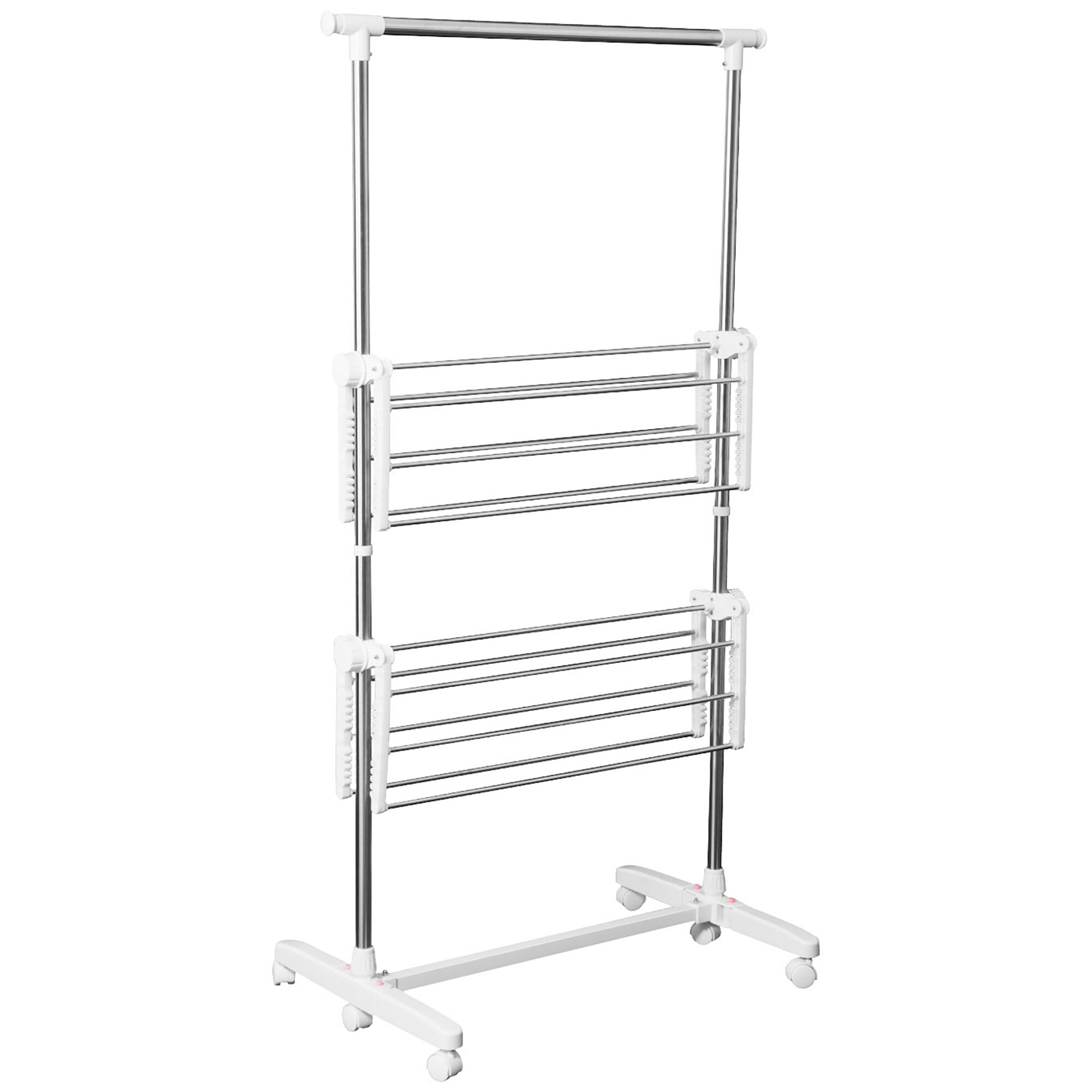 HOMCOM Turmwäscheständer mit 2 Ebenen silber (83-140) x 62 x 139 cm (LxBxH)