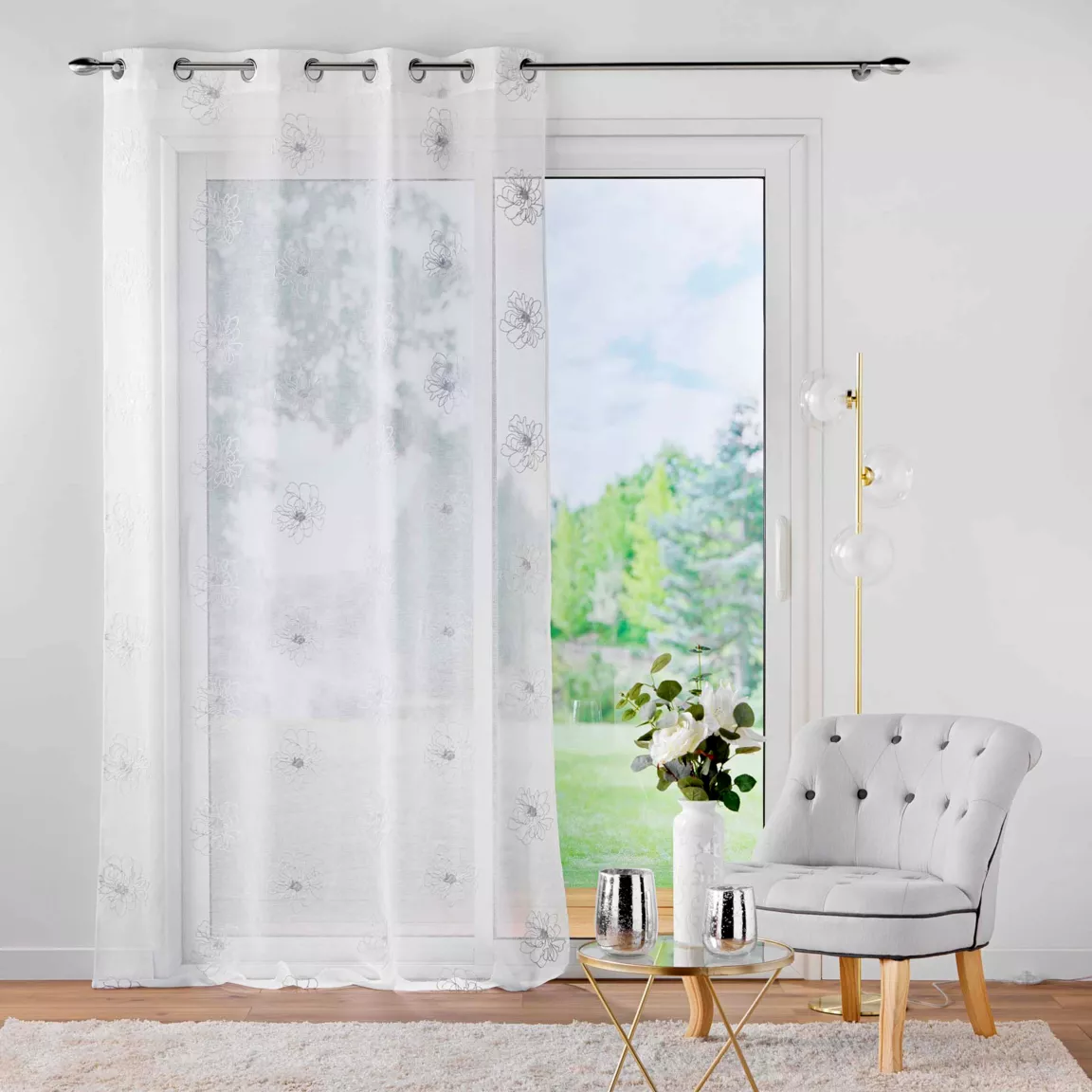 Voilage brodé œillets (140 x 240 cm) Sublimini Blanc