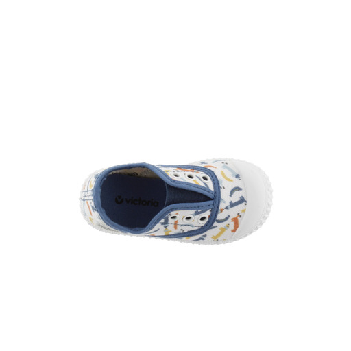 Sapatos de lona Victoria 1915 ingleses com estampas divertidas e elástico central.