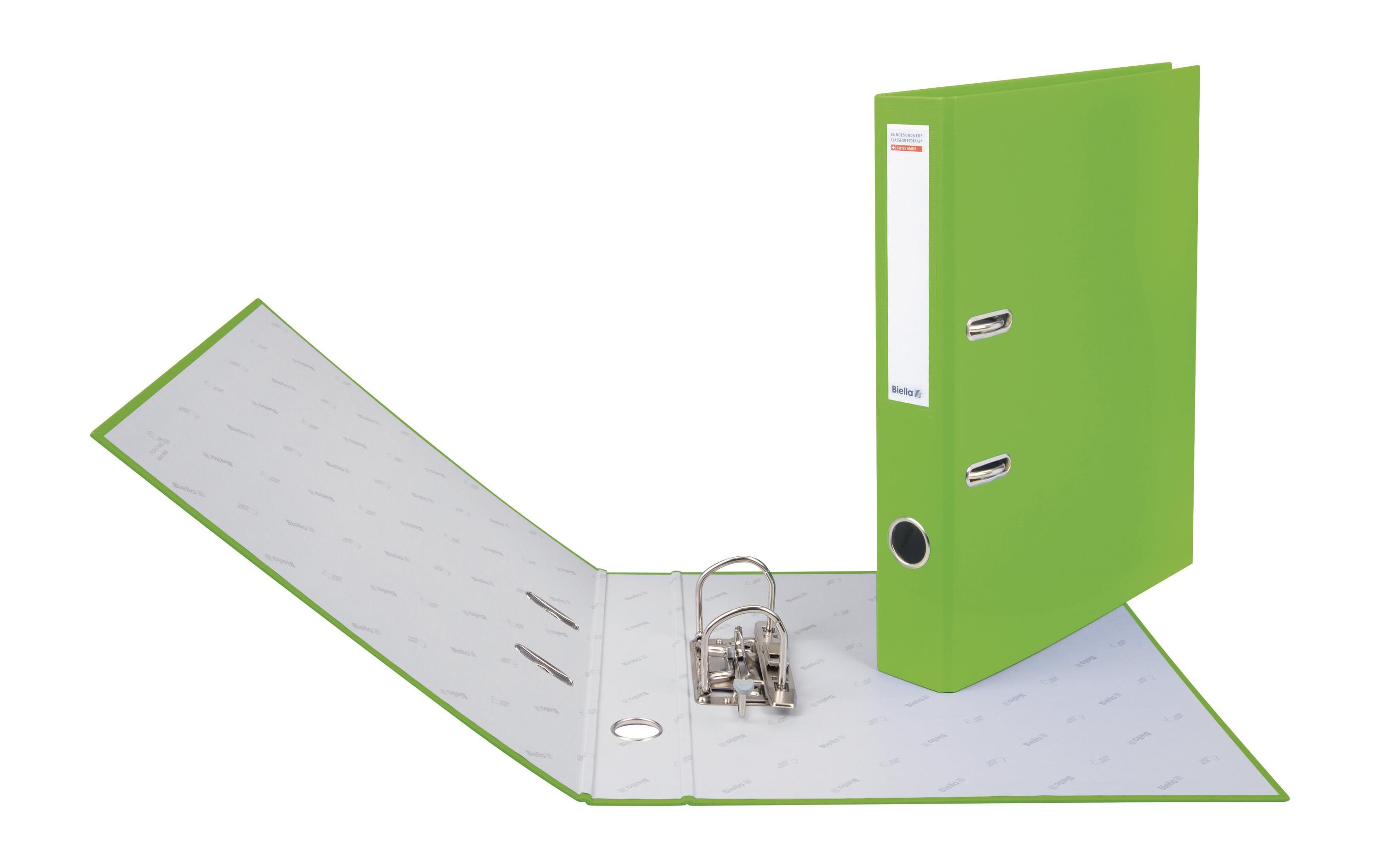 Bundesordner A4 4 cm, HellgrünMit Hebelmechanik Strong und mit Druck-Niederhalter