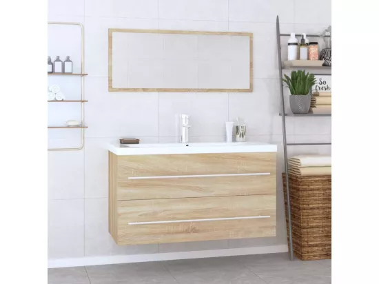 Ensemble de meubles de salle de bain 3 pcs Chêne sonoma