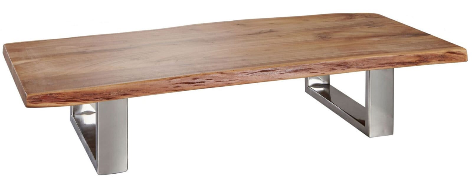 Couchtisch Asura 115 x 58 cm Massivholz braun Chrom