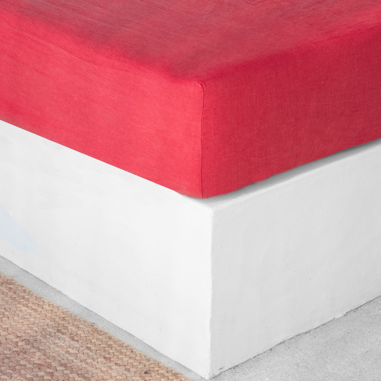 Febronie Home Drap housse 100% Lin Hortense framboise