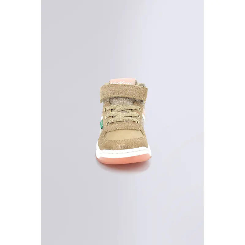 KICKALIEN BEIGE ROSE GLITTER SNEAKERS HAUTES Synthétique Fille