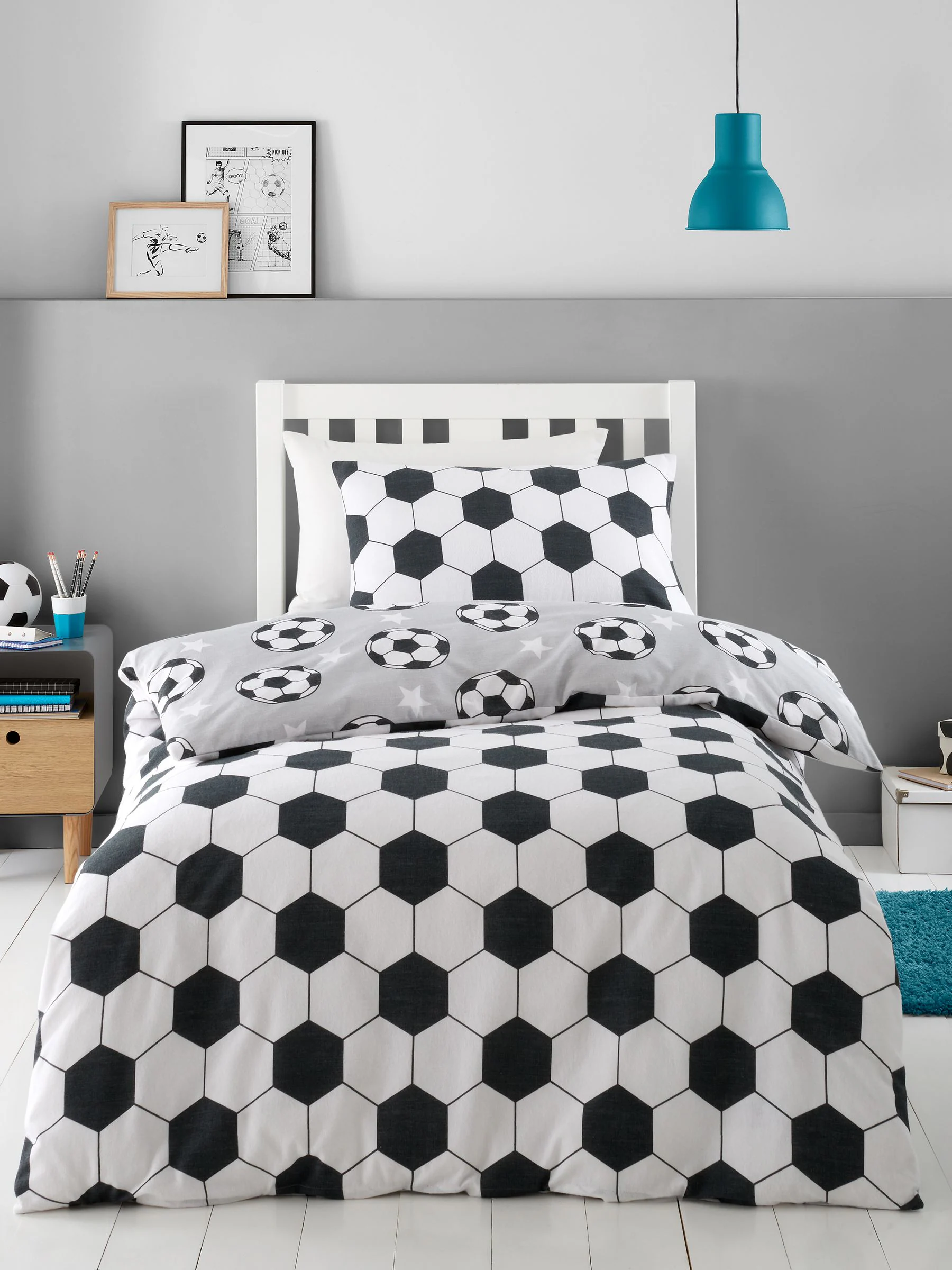 Catherine Lansfield Supersoft 100% geborstelde katoenen voetbal dekbedovertrekset