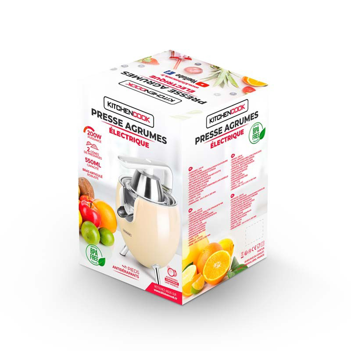 Kitchencook Presse Agrume Electrique  - Bras articulé en Aluminium puissant-cream