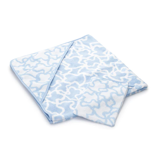 Capa de banho Kaos com luva azul-clara