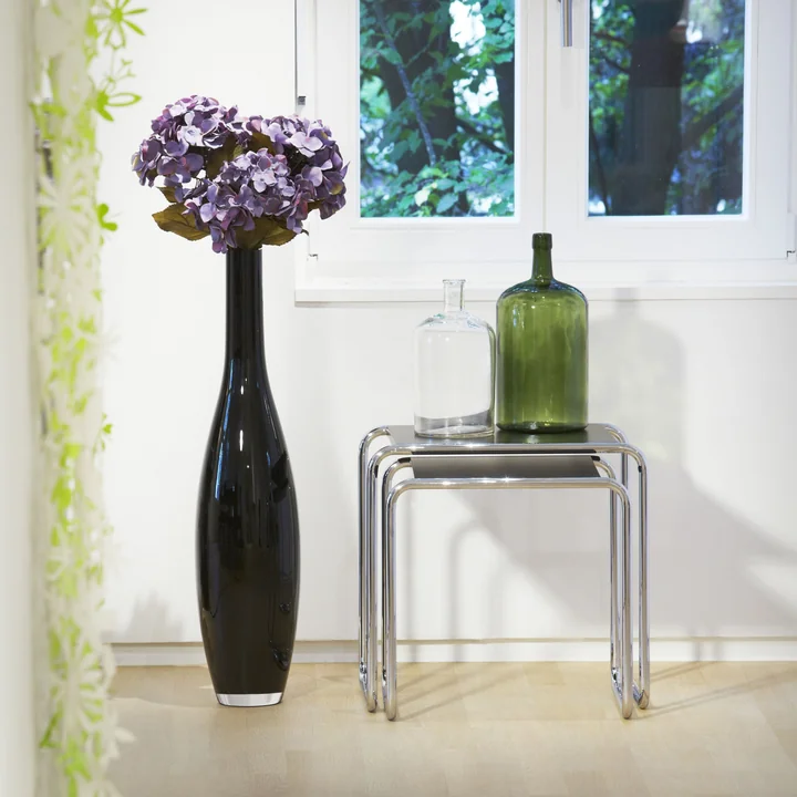 Thonet - B 9 Satztisch-Set, a   b, Chrom / Glas opalweiss in Diamantschliff