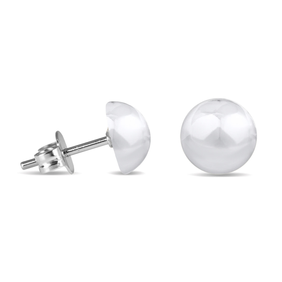 Boucles d'oreille argent rhodié demi boule 6MM