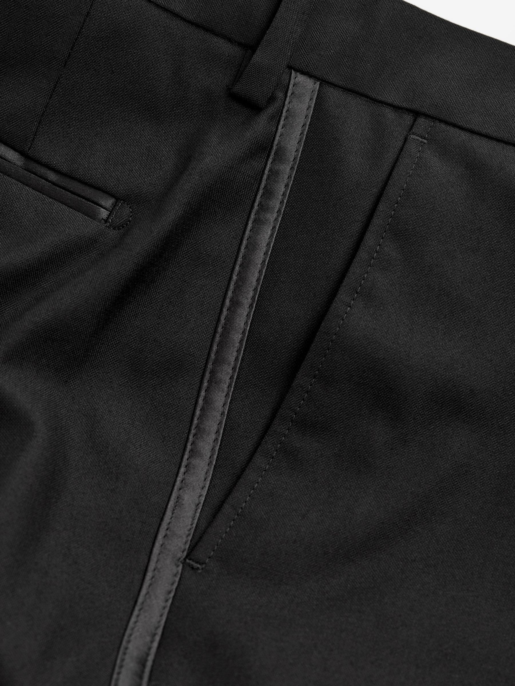 Zwarte tape met details - Slim Fit - Pantalon in smokingstijl