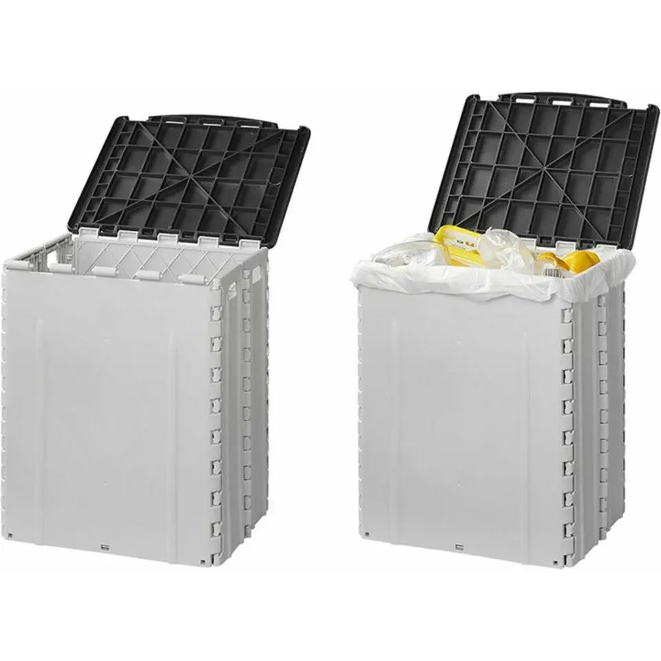ProPlus Afvalbak met deksel- kunststof - grijs - 25 x 31 x 38 cm