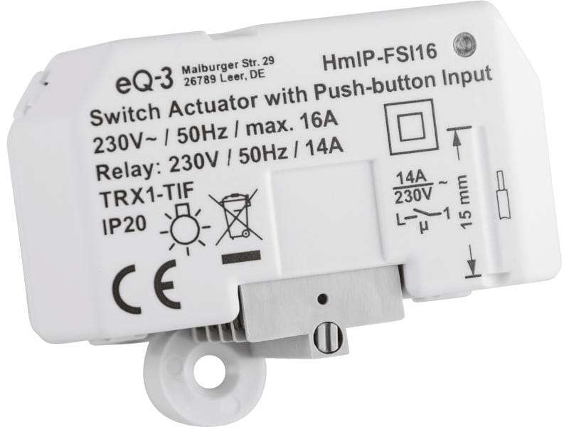 Homematic IP Smart Home Funk-Schaltaktor mit Tastereingang Unterputz Schaltaktor – HmIP-FSI16