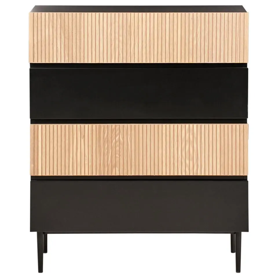 BLYTHE- Ladekast 4 lades - Zwart/Bruin - MDF