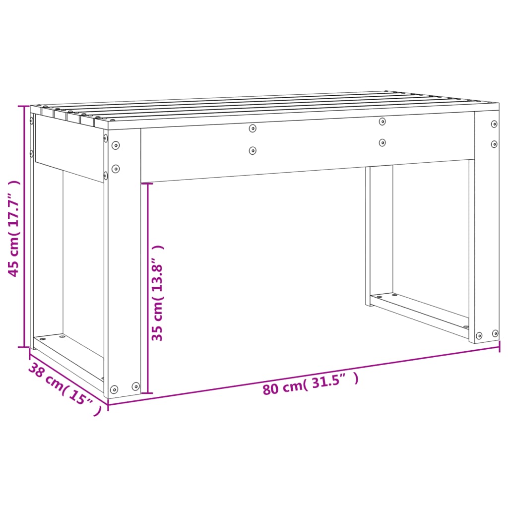 Banc de jardin 80x38x45 cm bois massif douglas