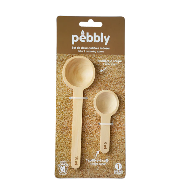 Set de 2 cuillères en bois à doser 5ml - 15ml Pebbly