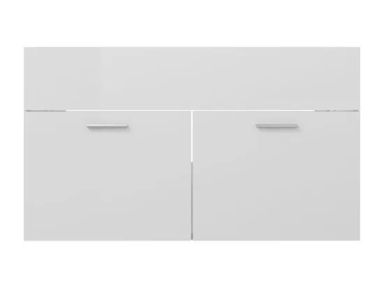 Armoire d'évier avec lavabo intégré Blanc brillant Aggloméré