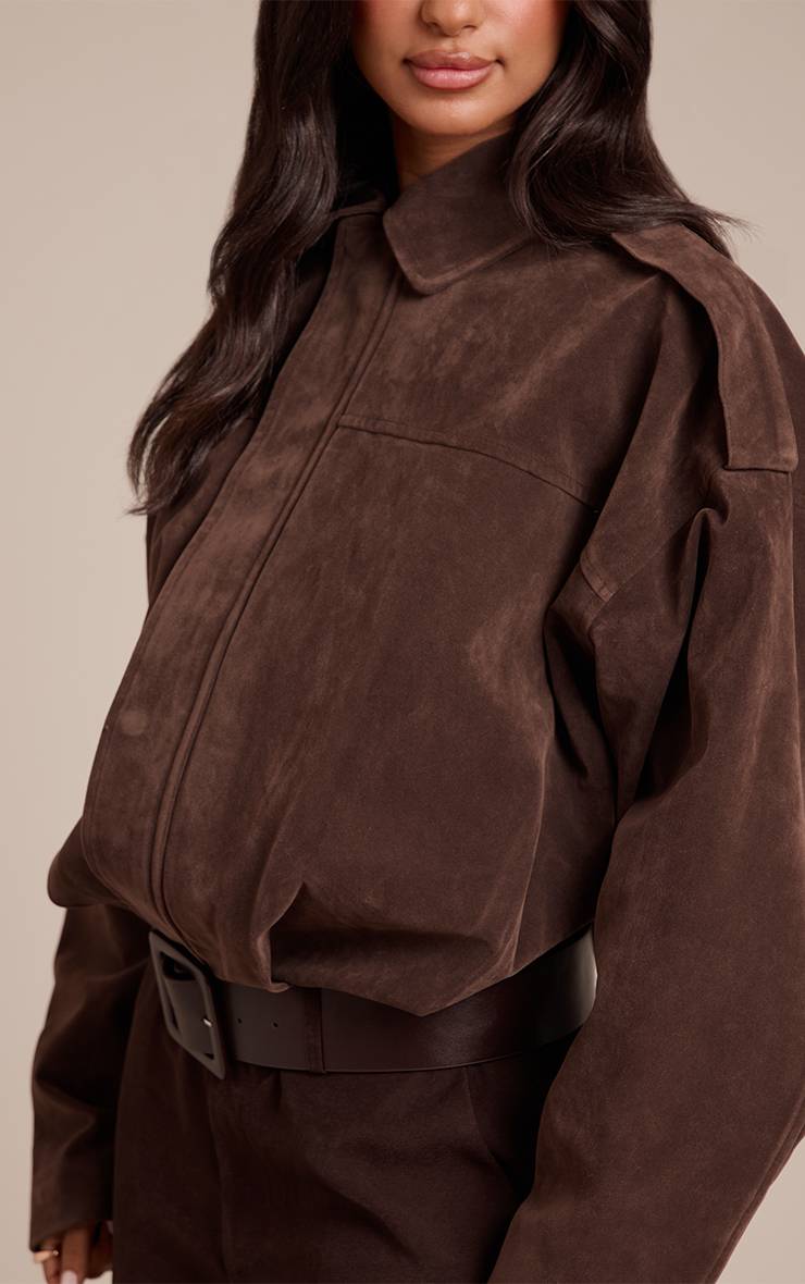 Marron Veste Zippée Oversize En Synthétique Petite