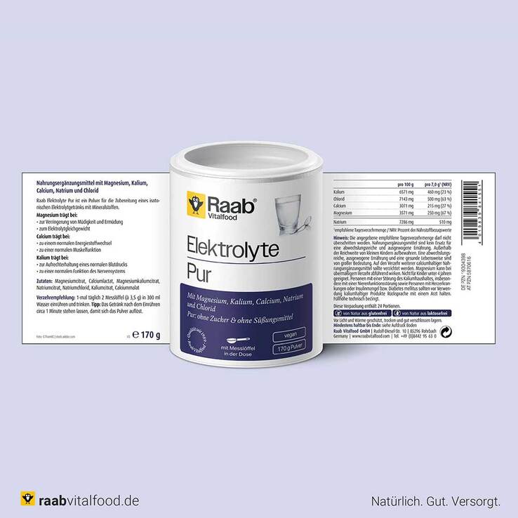 Raab Vitalfood Elektrolyte pur Pulver, 170 g