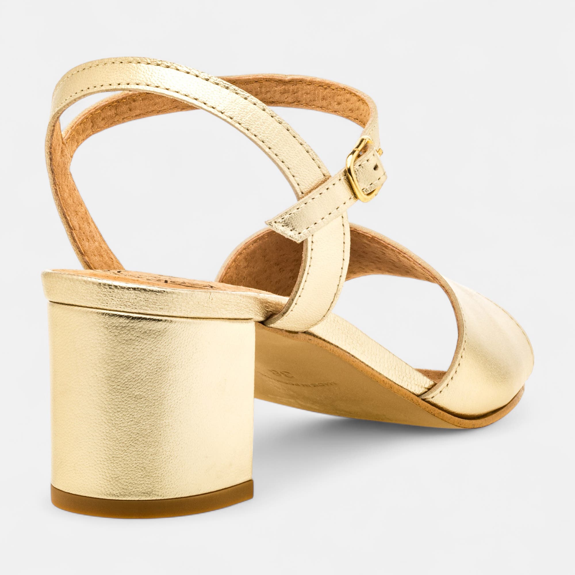 Nu-pieds à talon Femme en cuir or