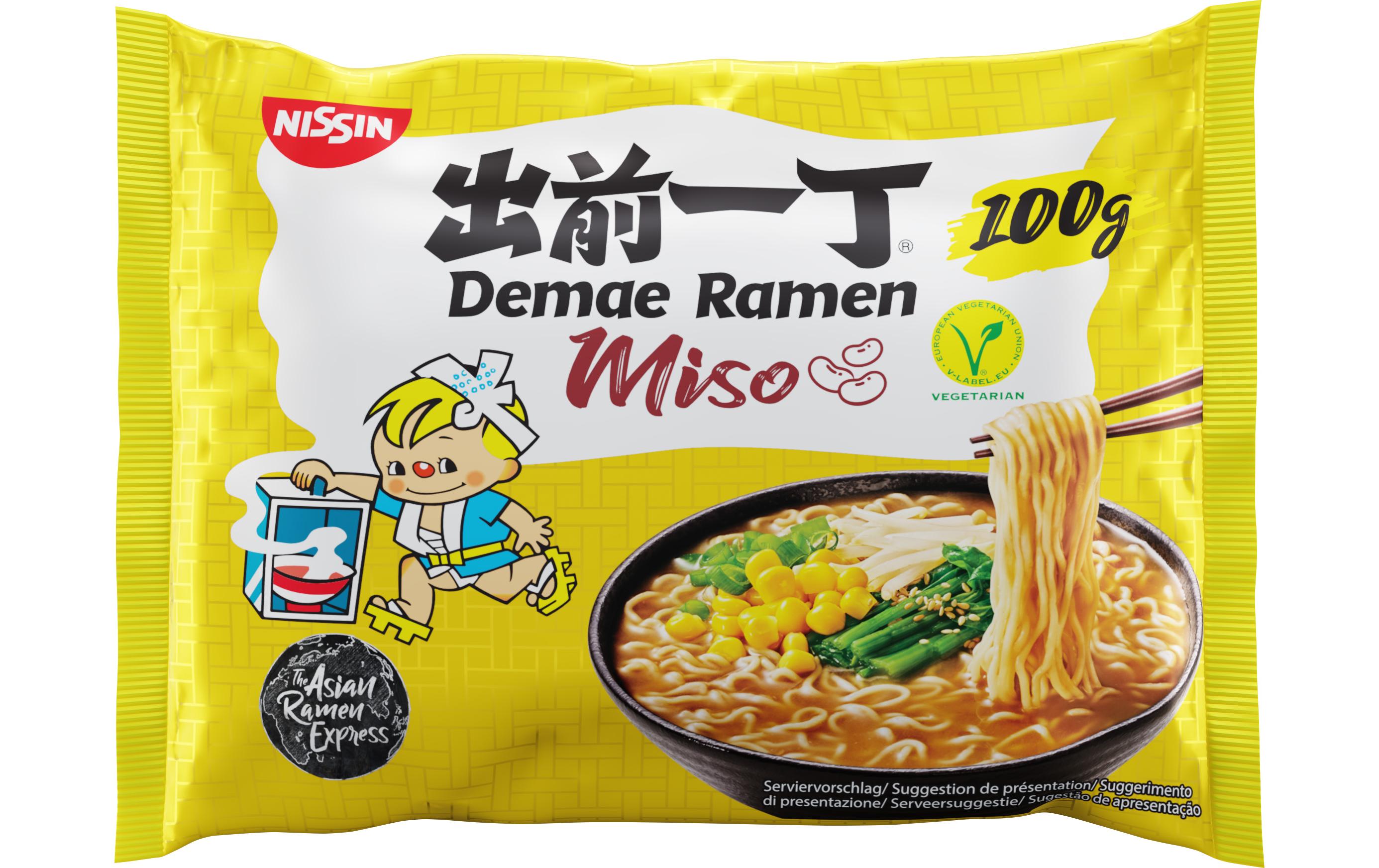 Demae Ramen Nudelsuppe Miso Veggie 100 gInstant Nudeln mit Miso-Geschmack