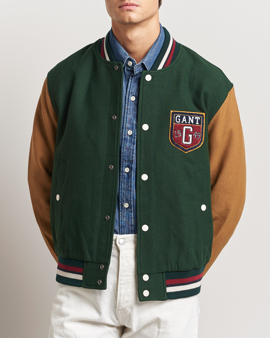 GANT Wool Varisty Jacket Tartan Green