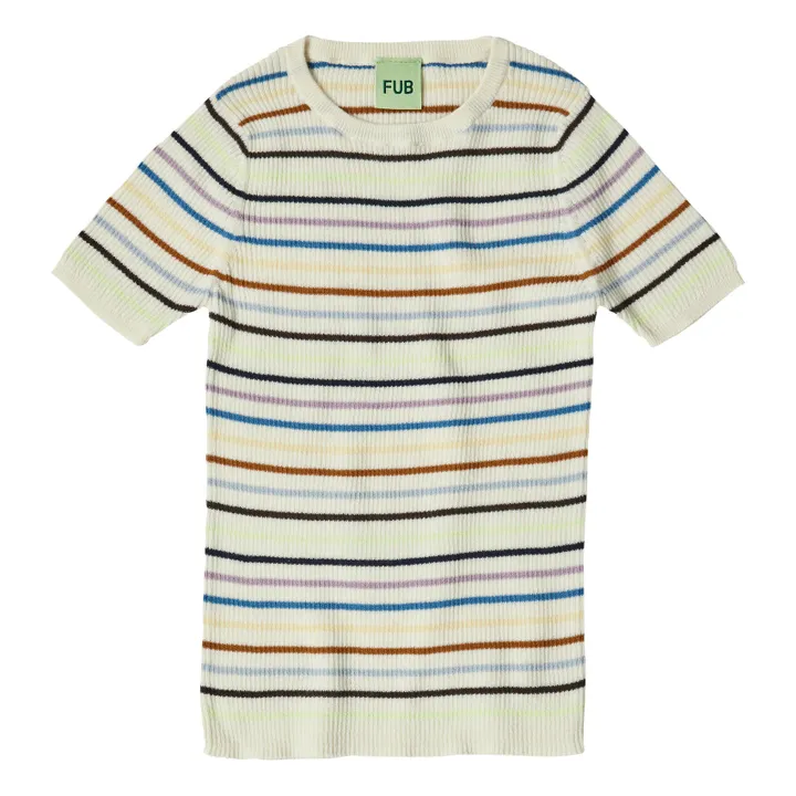 FUB T-Shirt Maille Extra Fine Côtelé Coton Bio | Ecru