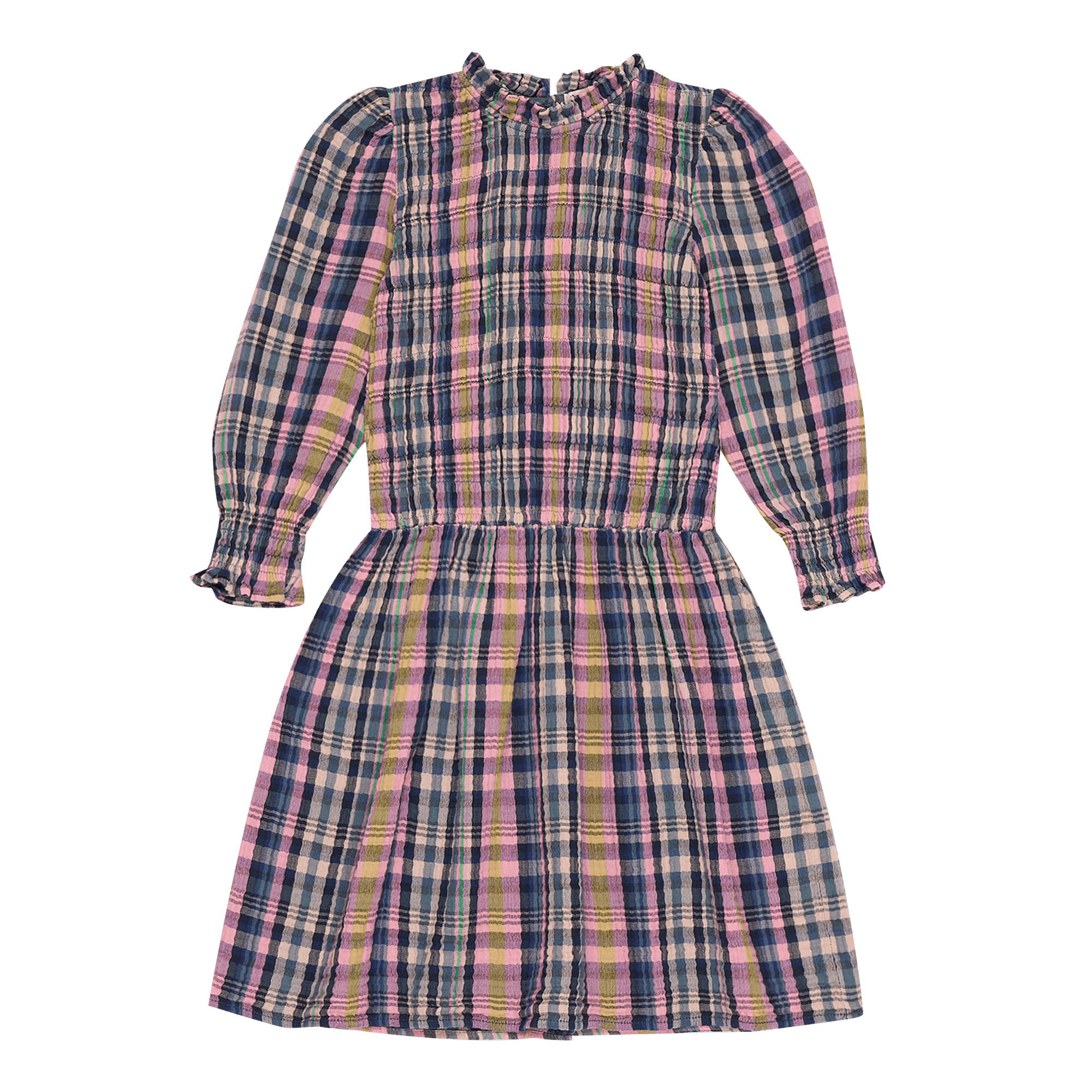 RICARDA - Robe midi cintrée col montant en coton| Multicolore