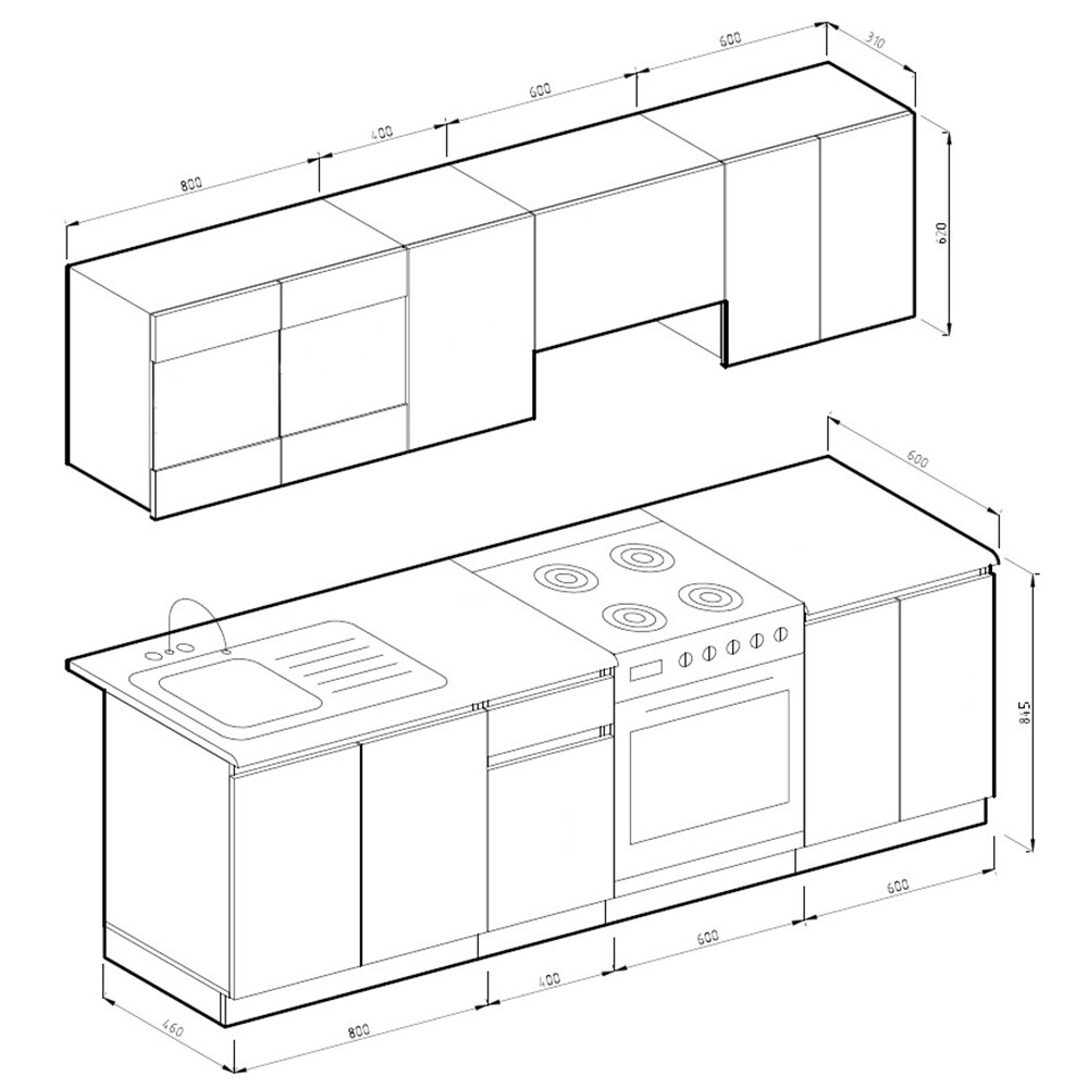 VICCO KÜCHENZEILE 240 CM - 7 MODULE - KÜCHE KÜCHENBLOCK EINBAUKÜCHE - WEIß