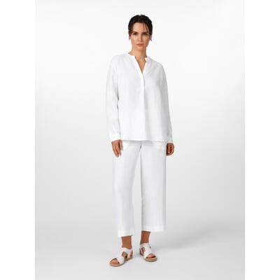 Damen-Hemdbluse Leinen, Weiß