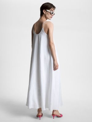 Vestido longo de linho com modelagem solta