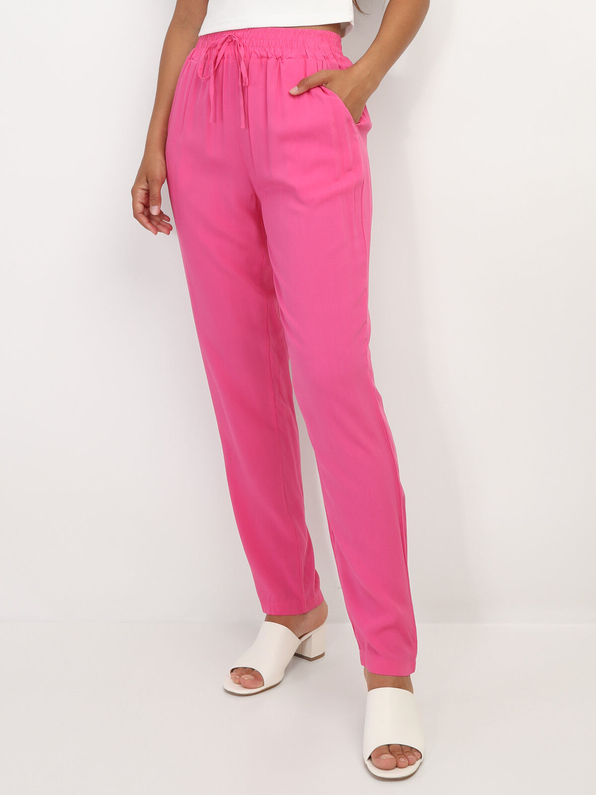 Pantalon fluide avec liens- Fuchsia