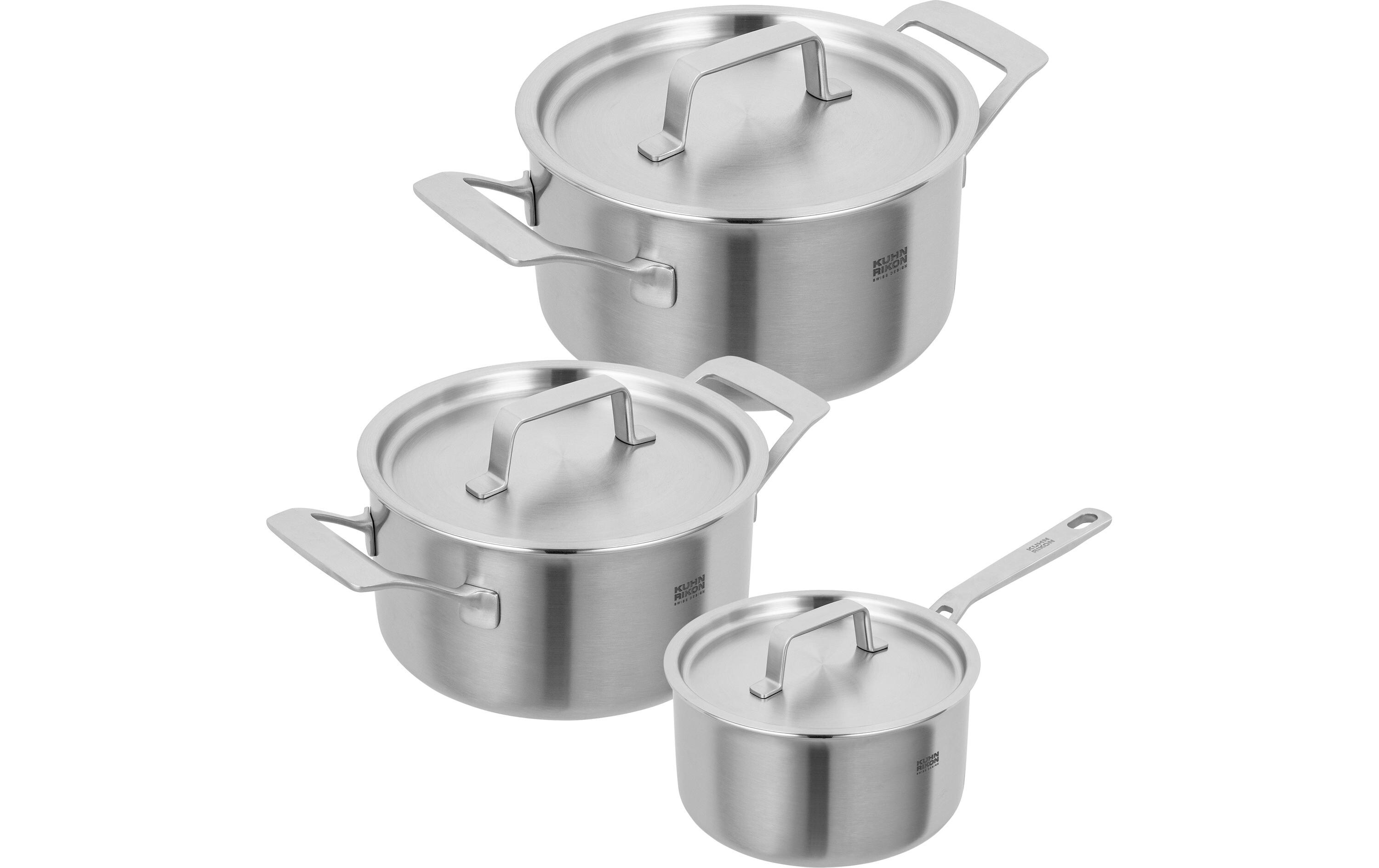 Kochtopf-Set Fiveply 3-teilig<br>Stielkasserolle und Kochtöpfe
