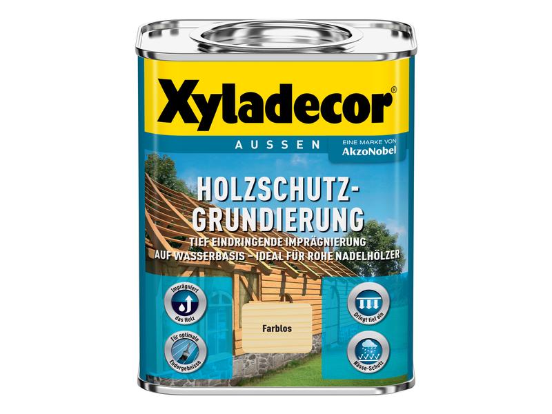 Xyladecor Holzschutz-Grundierung, Wasserbasiert, 2.5 L Farblose Imprägnierung auf Wasserbasies speziell für Nadelhölzer