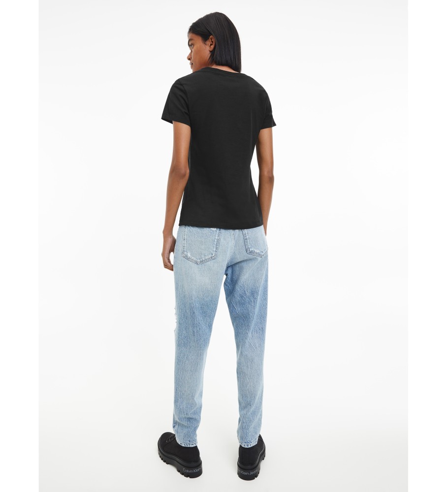 Camiseta preta Calvin Klein Jeans Slim com decote em V