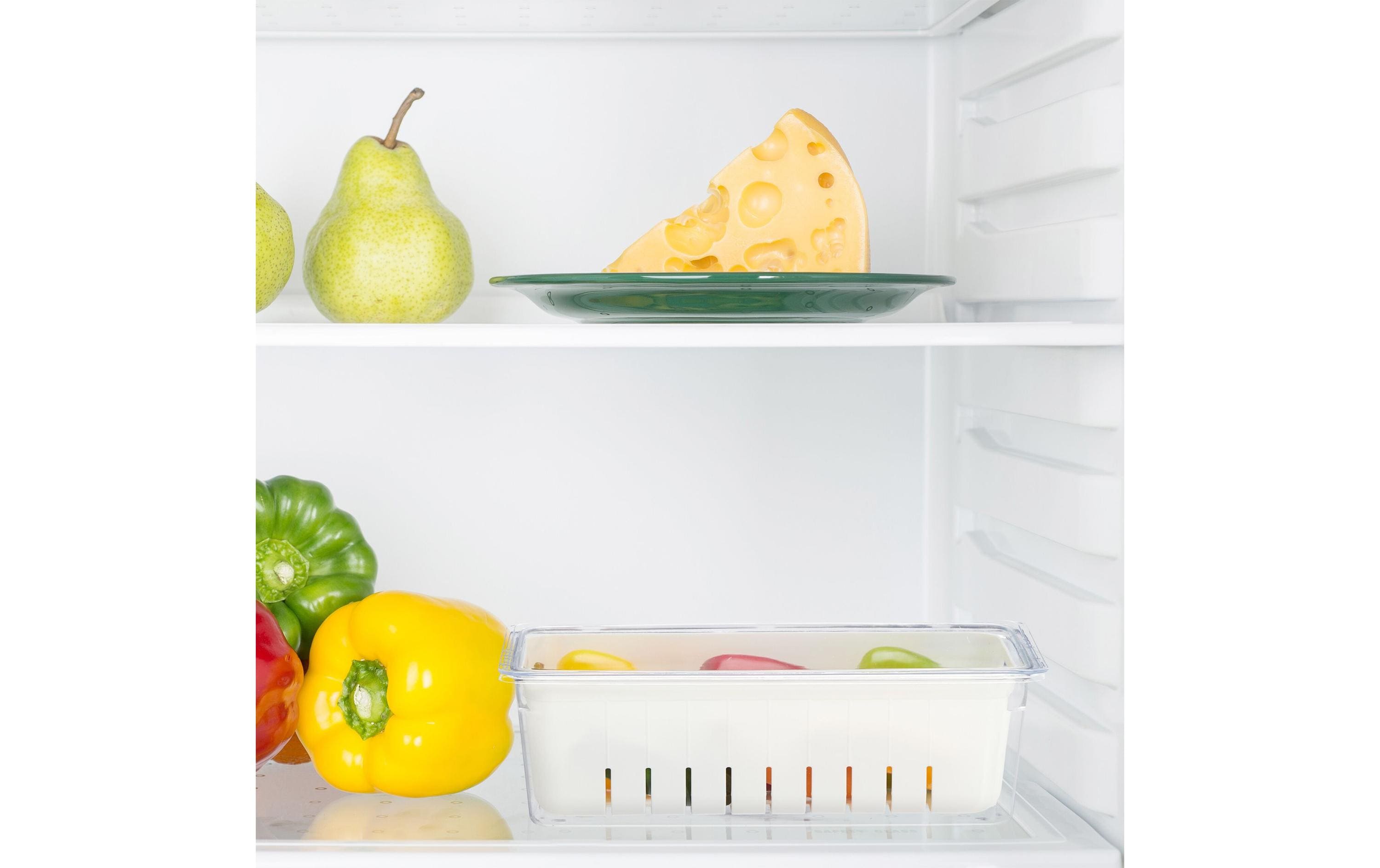 Kühlschrankorganizer 600 g, 2 Stück, Transparent/WeissStapelbare Obstfrischhaltebox im 2er Set