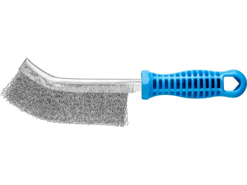 Pferd Handbürste gebogen, Edelstahl Edelstahl-Draht-Bürste, 1-reihig, 0.33 mm Besatz mit 25 mm Länge