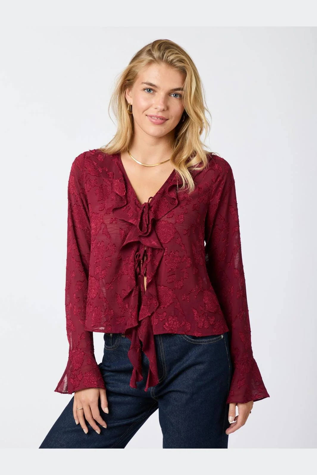 Neo Noir Anika Burnout Blouse burgundy