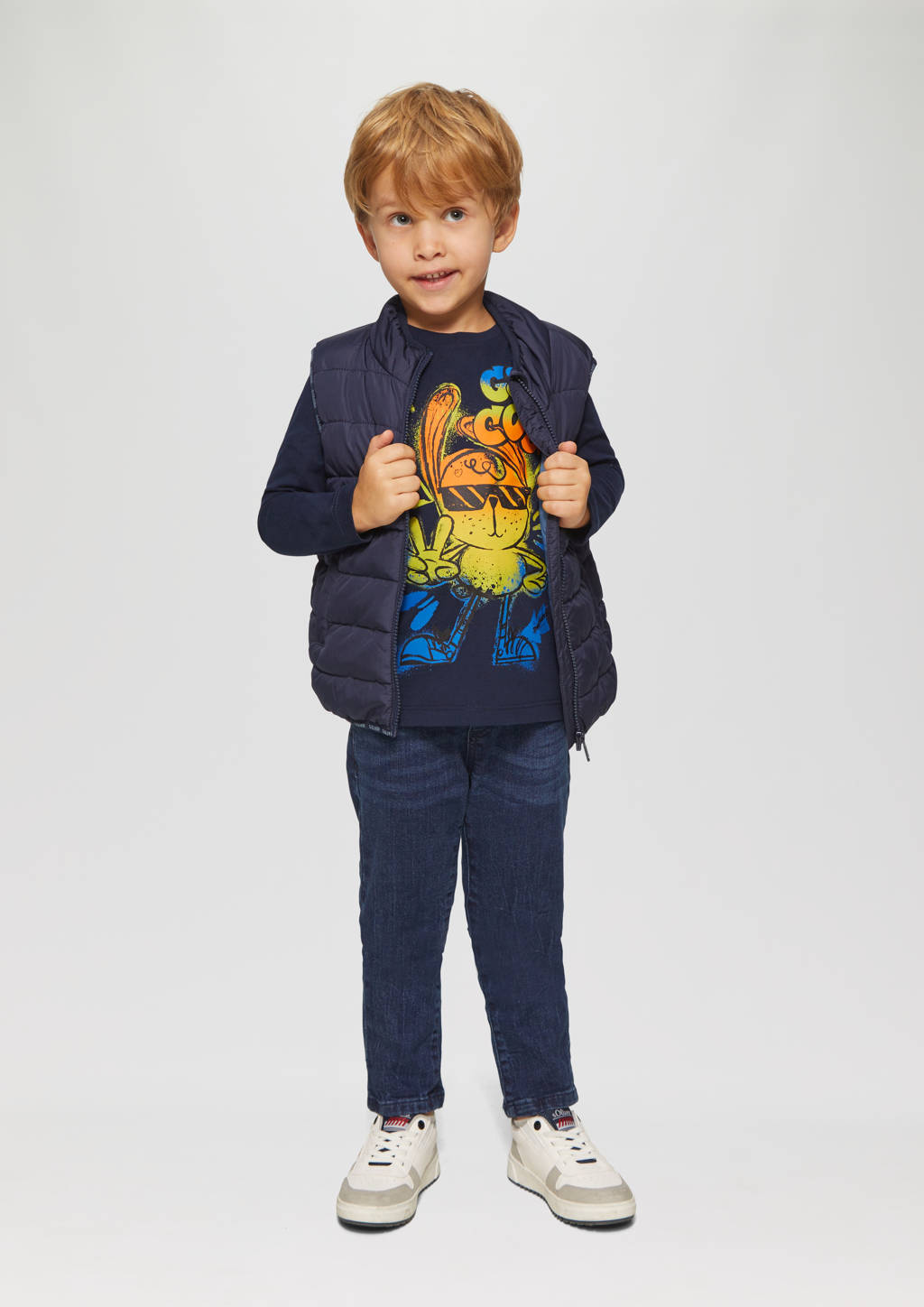 s.Oliver longsleeve met printopdruk donkerblauw