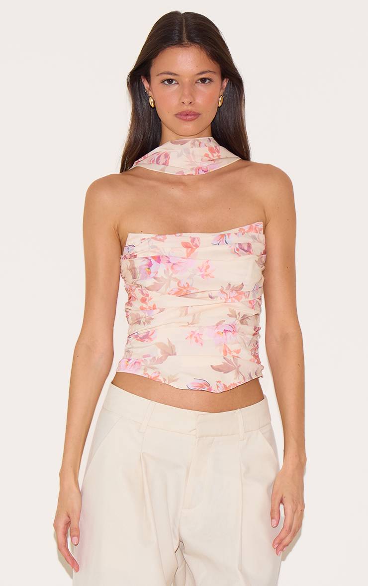 Crème Corset Avec Détail Foulard
