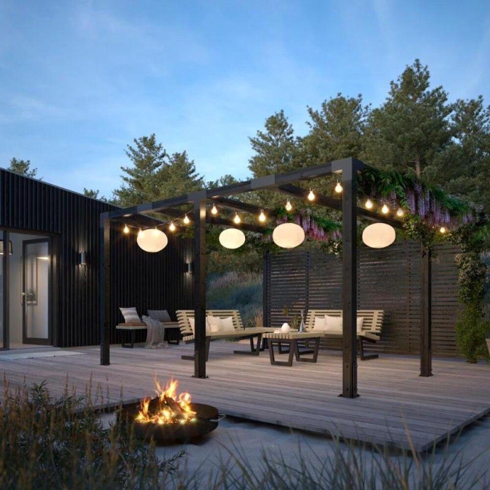 PERGOLA PLUS CUBIC 387X387CM INKL. TOKYO GJERDE SVART