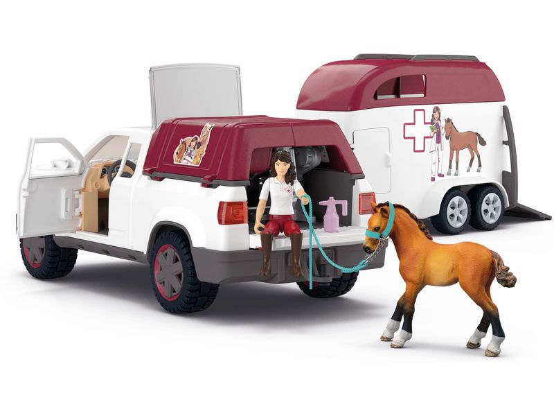 Schleich Spielfigurenset Horse Club Mobile Tierärztin mit A Playset Tierärztin mit mobilem Anhänger