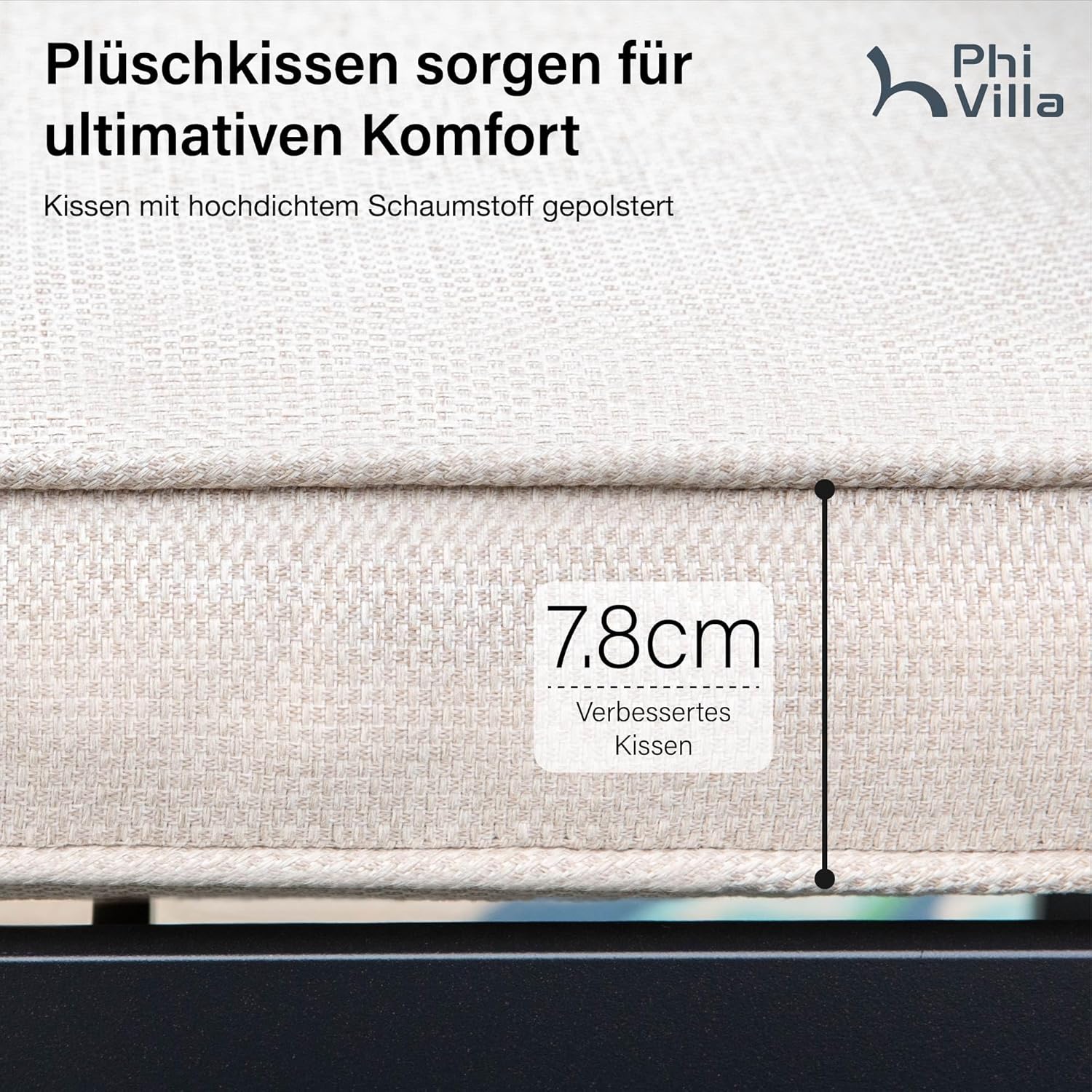 PHI VILLA Gartenmöbel Set Outdoor Balkon Esstisch mit 6 Rattan Stühlen und 1 Rechteckig Metall Gartentisch, 7-teiliges Gartenset Tisch und Stühle für 6, Patio Dining Table Set für Hinterhof Veranda