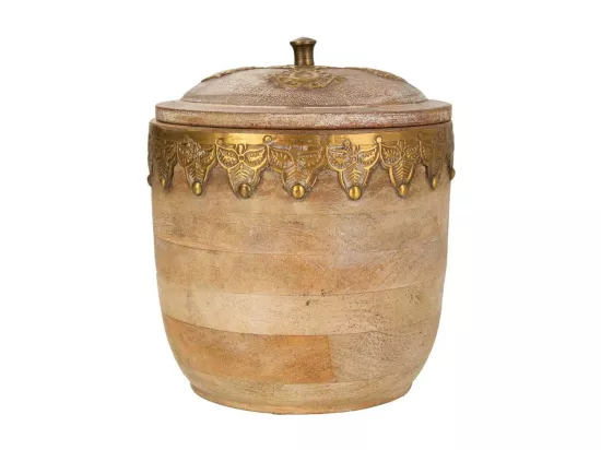 Coffret à bijoux rond marron 13x13x15h