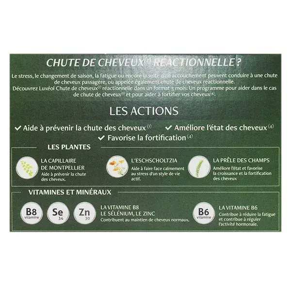 Luxéol Chute de Cheveux Réactionnelle 90 gélules