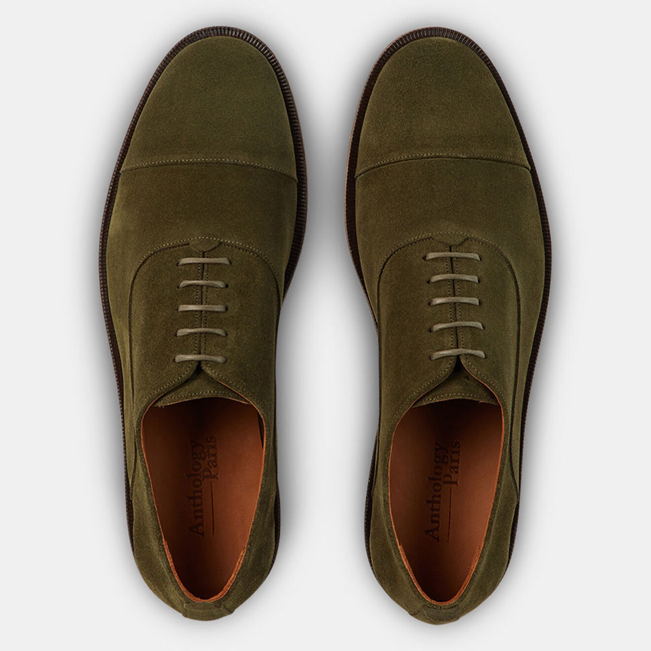 Anthology Richelieus en Velours de Cuir Perry vert marron
