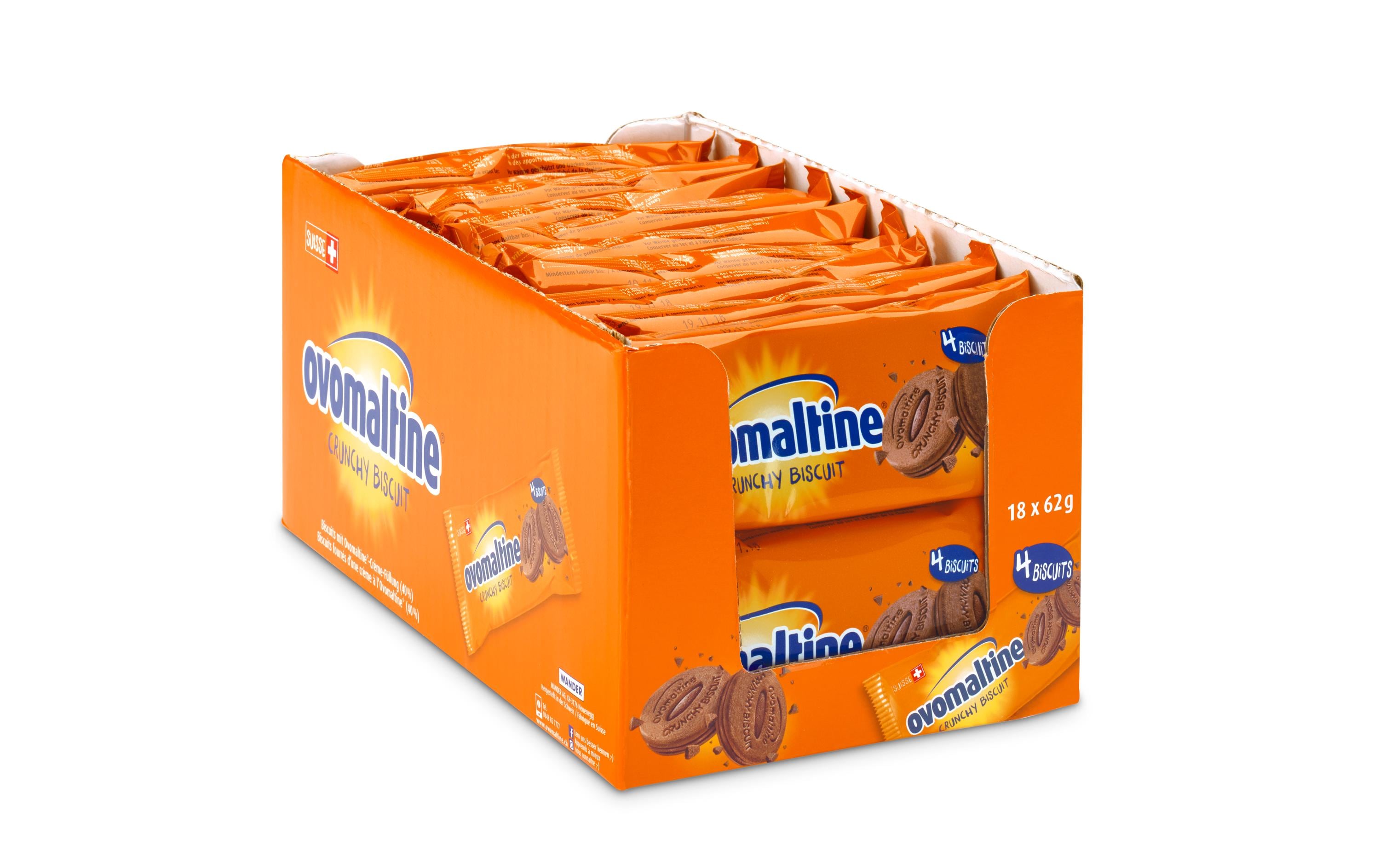 Guetzli Crunchy Biscuit 18 x 62 gSchweizer Knusperkekse mit zartschmelzender Crèmefüllung
